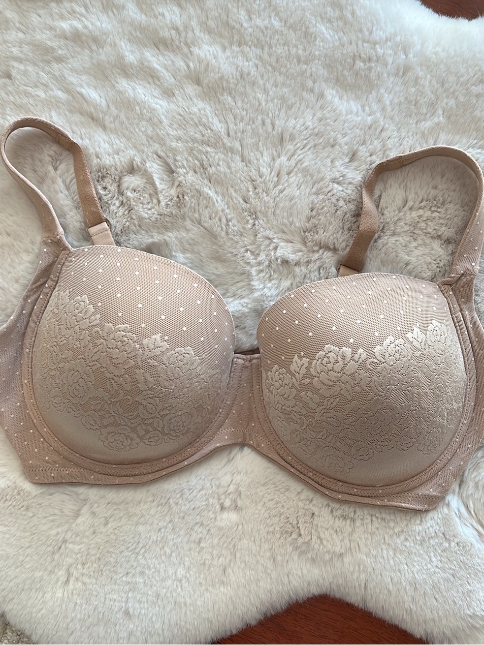 Soma Stunning Support Full Coverage Underwire Nude Beige Lace Overlay Bra 36 Ddd